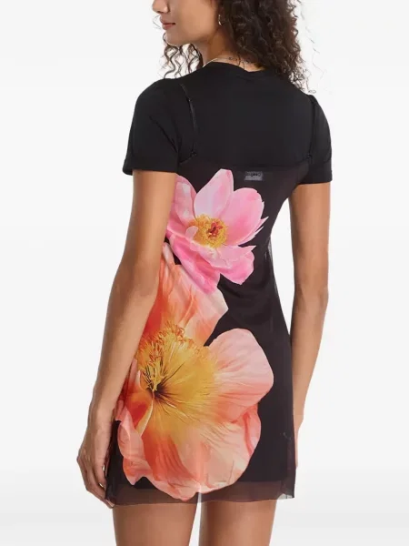 Rochie Desigual cu model floral cu imagine negru