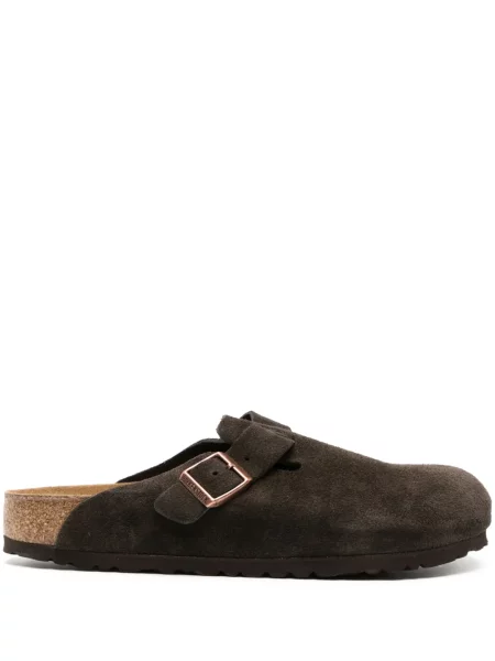 Saboți Birkenstock din piele de căprioară maro