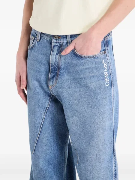 Blugi Off-white cu picior lat alb