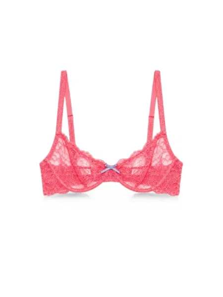 Sutien balconette Fleur Du Mal din dantelă roz