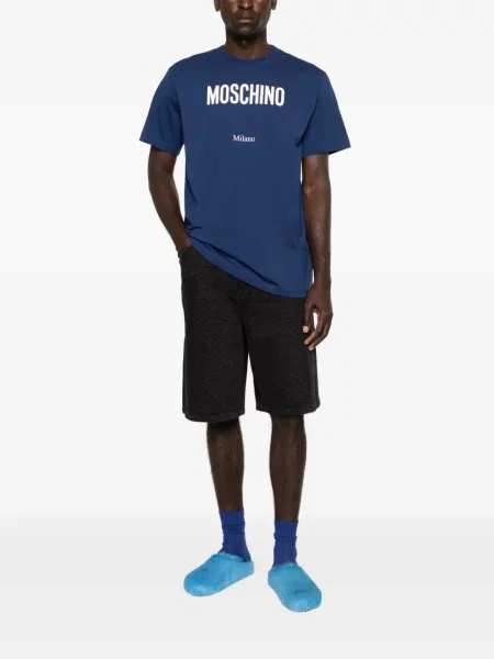 Тениска Moschino с автограф синьо