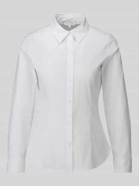 Bluzka z długim rękawem o kroju regular fit z mieszanki bawełny Tom Tailor biała