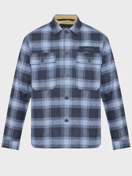 Картата сорочка Replay синя