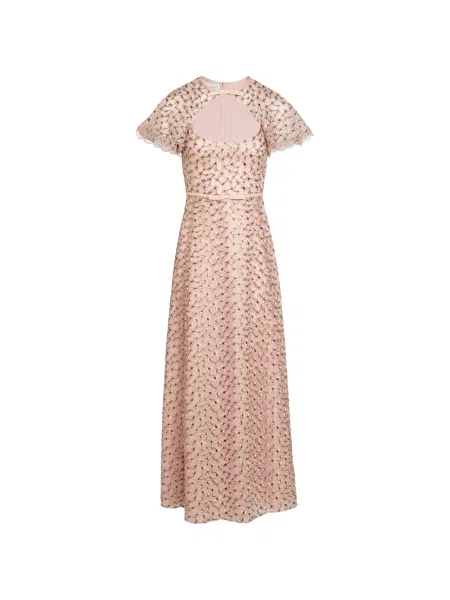 Rochie midi Giambattista Valli cu model floral până la genunchi de costum roz