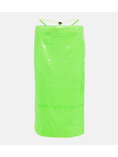 Fustă midi Rotate Birger Christensen cu talie joasă până la genunchi verde