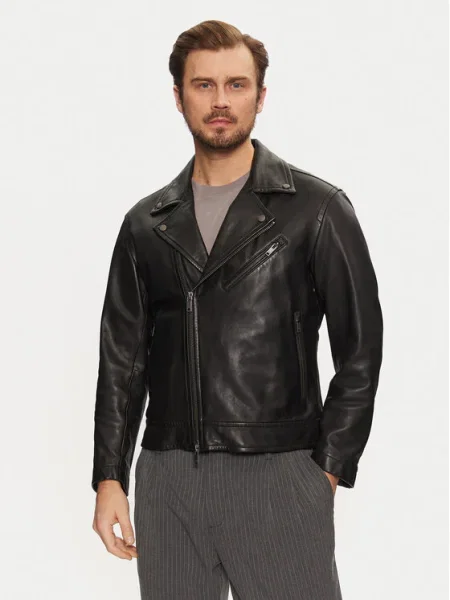 BOSS Geacă de piele Jolush negru