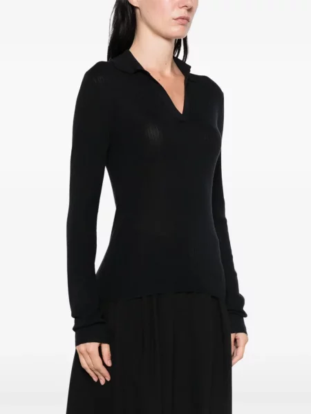 Tricou polo Max Mara tricotate negru