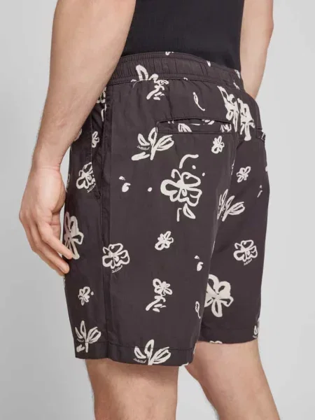 Szorty w kroju loose fit z nadrukiem allover model AIR' Selected Homme czarne