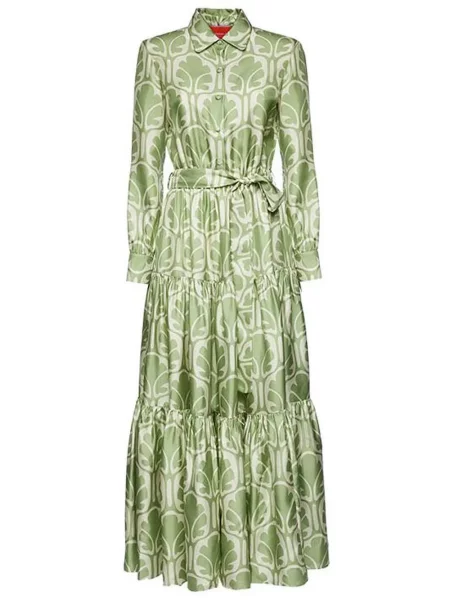 Rochie maxi La Doublej lungă de costum verde