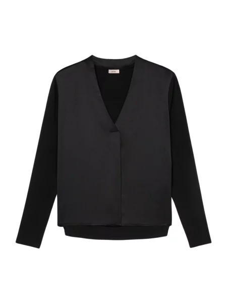 Bluzka Oltre z dekoltem w serek czarna