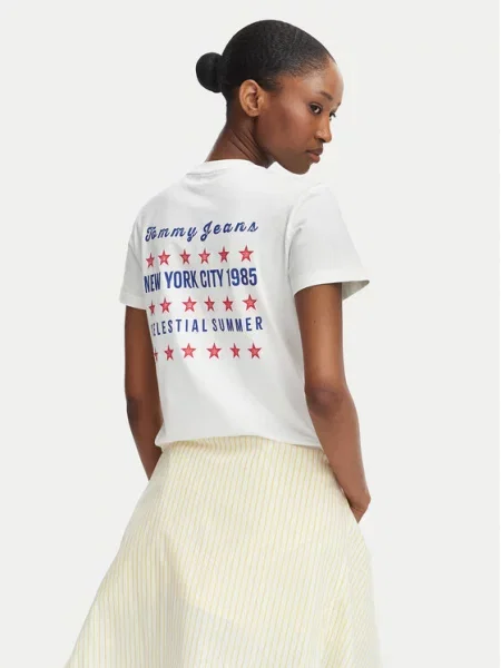 Tommy Jeans Tričko NOVELTY STAR tmavomodrá / červená biela