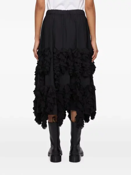 Fustă midi Comme Des Garçons cu volane asimetrică negru