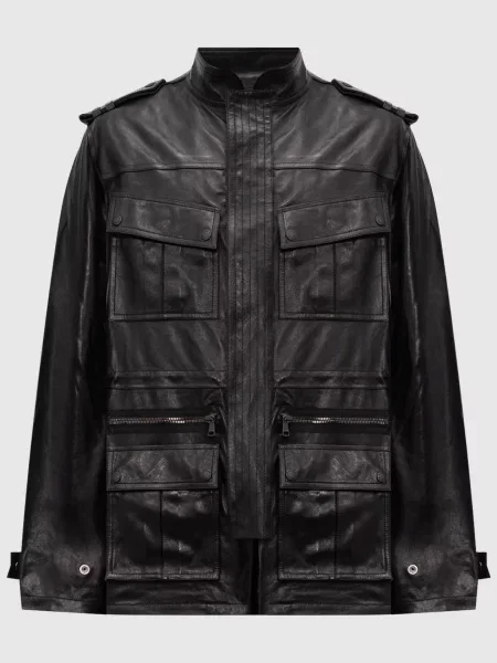 Шкіряна парка Balmain чорна