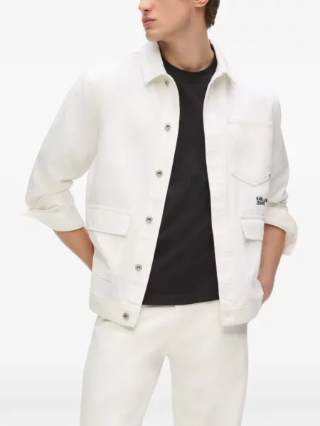 Дънково яке Karl Lagerfeld Jeans с принт бяло