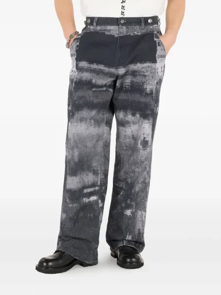 Pantaloni Roberto Cavalli cu imagine cu imprimeu abstract negru