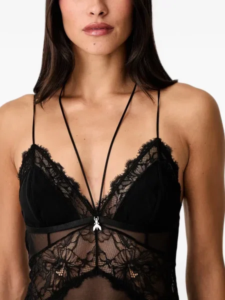 Body Patrizia Pepe din dantelă cu gât halter negru