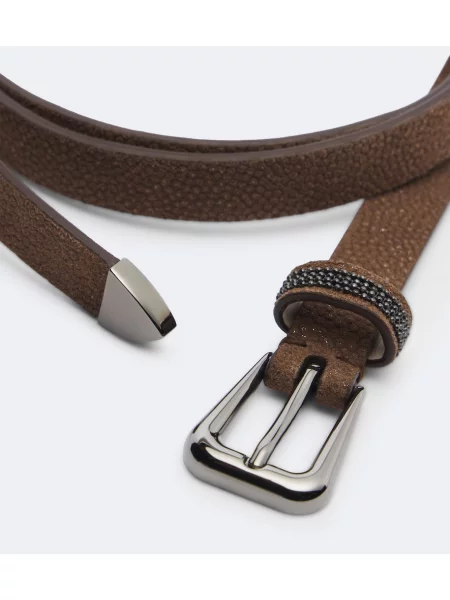 Cu centură curea Brunello Cucinelli din piele maro