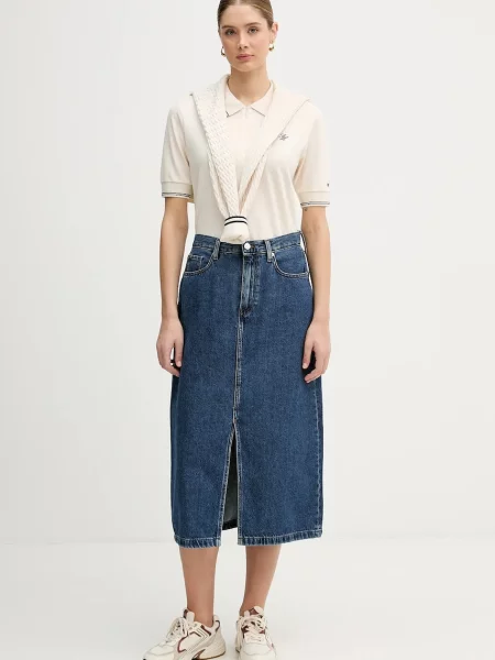 Tommy Hilfiger spódnica jeansowa midi rozkloszowana granatowy