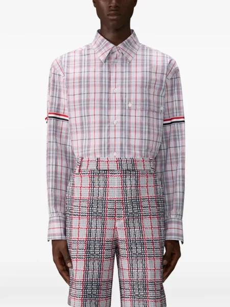 Cămașă Thom Browne în carouri alb
