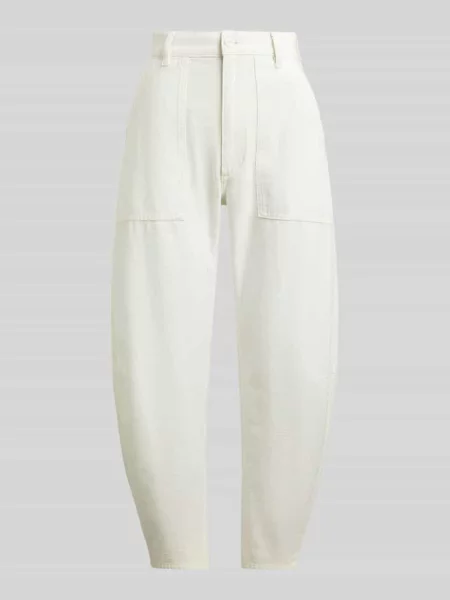Zwężane spodnie materiałowe z czystej bawełny Polo Ralph Lauren białe