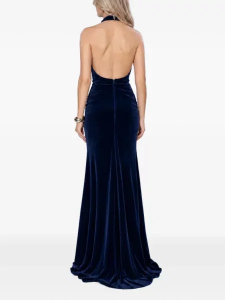 Rochie maxi Roserry de catifea albastru