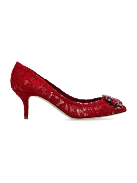 Czółenka Dolce And Gabbana koronkowa czerwona