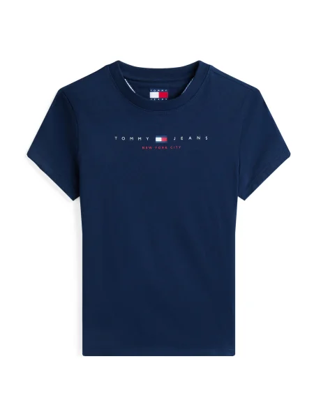 Tommy Jeans Marškinėliai Linear Tamsiai Slim Fit mėlyna