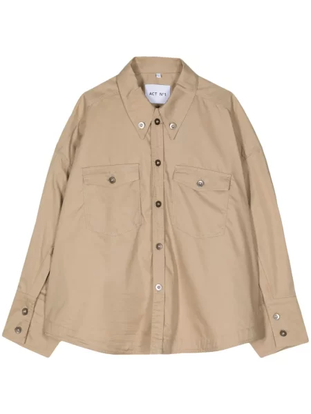 Długa koszula Act N°1 popelinowa brązowa