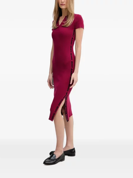 Rochie midi Dkny tricotate cu autograf roșu
