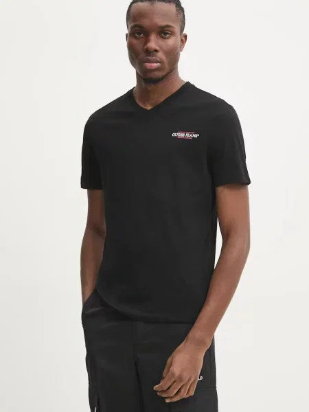 Tričko Guess Jeans s potiskem černá