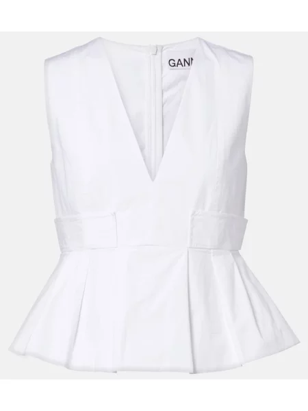 Top Ganni din poplin alb