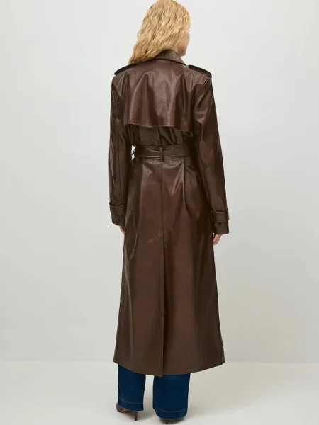 Palton Bizuu din piele elegant maro