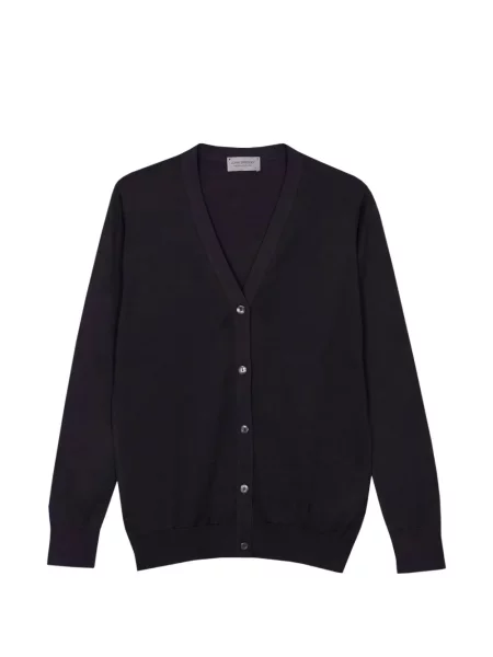 Cardigan John Smedley tricotate cu decolteu în V negru
