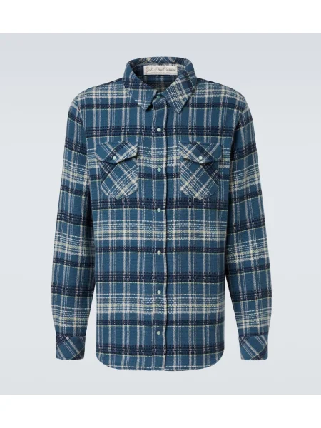 Kašmírová kostkovaná košile God's True Cashmere modrá