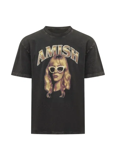 Графичен тениска Amish с принт черно