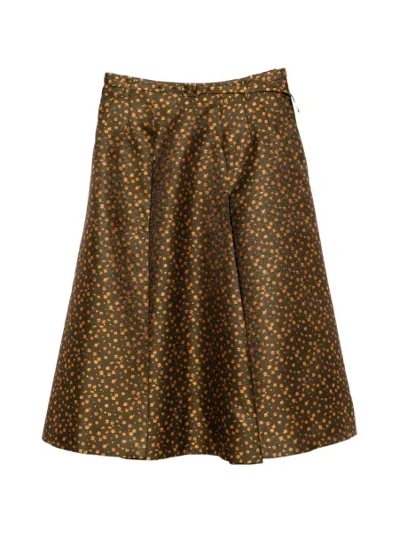 Fustă midi Prada cu model floral din jacard verde