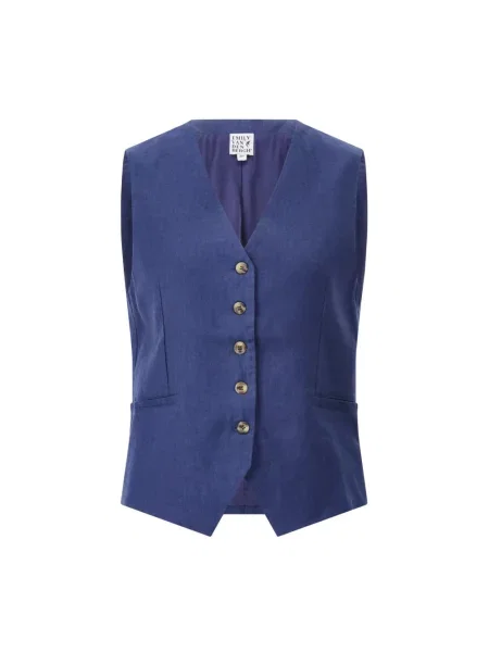 Lniana kamizelka garniturowa Emily Van Den Bergh garniturowa niebieska