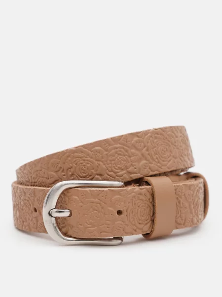 Кожаный ремень Borsa Leather с ремешками бежевый