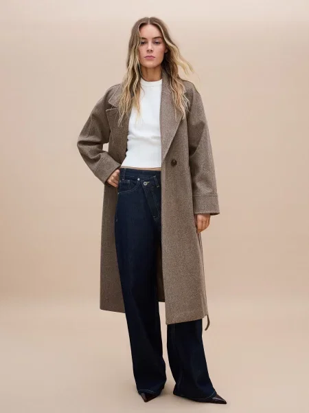 Bershka Palton de primăvară-toamnă cappuccino maro