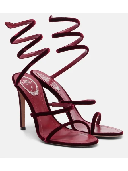 Кадифени сандали René Caovilla винено червено