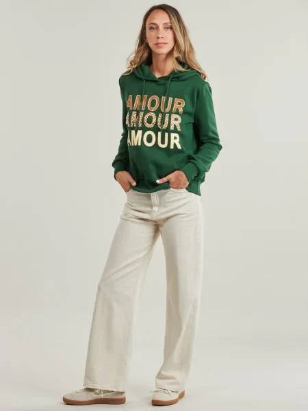 Geacă Only cu glugă verde