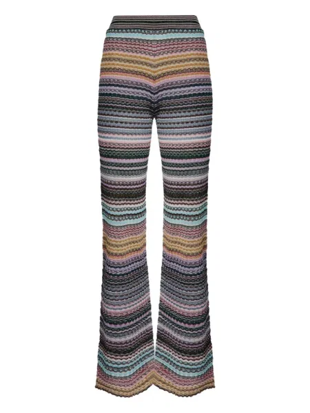 Pantaloni Missoni cu dungi tricotate albastru