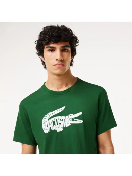 Lacoste Koszulka Sport O Regularnym Kroju Z Nadrukowanym Dekoltem zielony