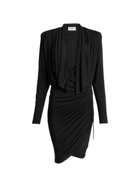 Rochie Balmain din jerseu drapată negru