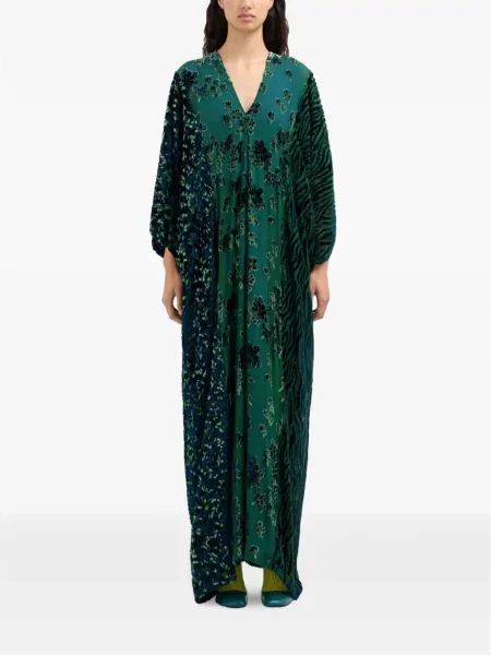 Rochie maxi Pierre-louis Mascia cu model floral verde