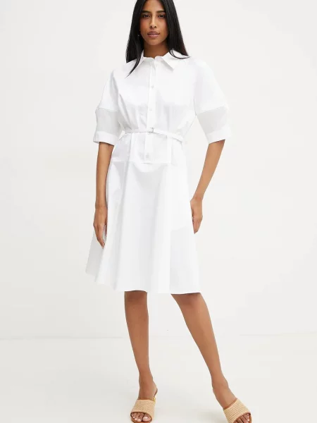 BOSS sukienka mini rozkloszowana biały