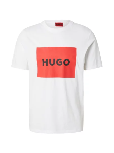 HUGO Tricou roșu / negru alb