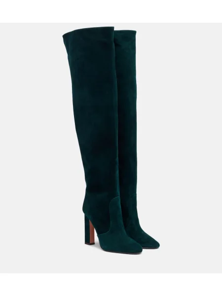 Cizme Aquazzura din piele de căprioară verde