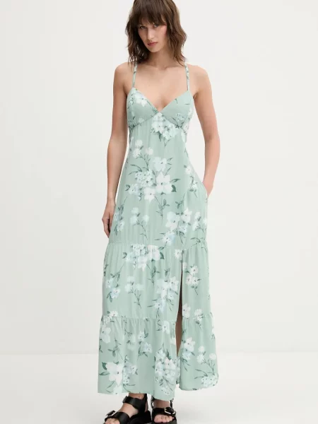 Рокля Hollister Co. дълга разкроена зелено