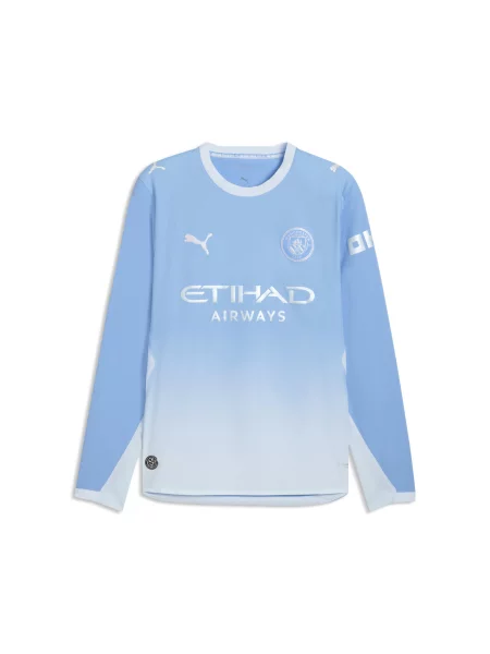 Autentyczna koszulka domowa z długim rękawem Manchester City PUMA niebieska